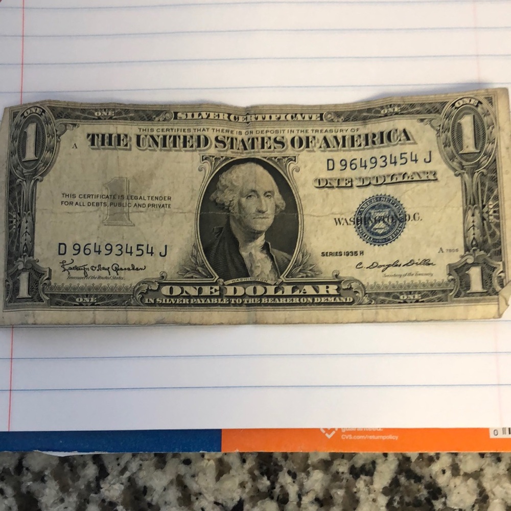 1935 H blue stamped collar bill